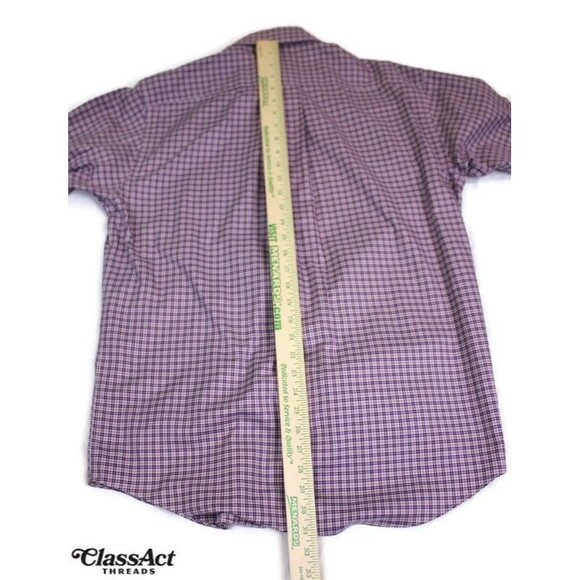 Brooks Brothers Shirt Mens Purple Plaid Button Down Non-Iron Supima Cotton Sz M - Picture 4 of 8